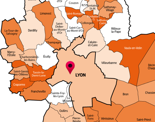 Zone des cours de soutien scolaire à Lyon